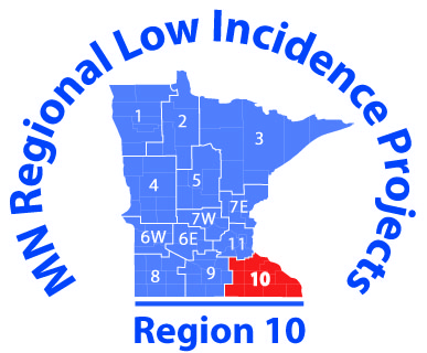 State of MN surrounded by the words MN Region 10 Low Incidence Projects